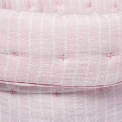 Quilted Gauze Medium Round Storage Bin - Cloud Island™ Pink Stripe 4 Quilted Gauze Medium Round Storage Bin - Cloud Island™ Pink Stripe - Image 2