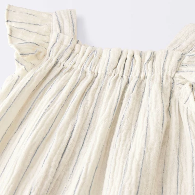 Baby Girls' Striped Gauze Long Legged Romper - Cloud Island™ Cream 4 Baby Girls' Striped Gauze Long Legged Romper - Cloud Island™ Cream - Image 2