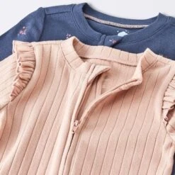 Baby Girls' 2pk Cozy Wide Ribbed Floral Sleep N' Play - Cloud Island™ Pink/Blue -1st Step Store GUEST 0884de31 5b9d 4410 ba1c abba89b69fa5