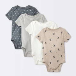 Baby 4pk Short Sleeve Moons Bodysuit - Cloud Island™ Gray -1st Step Store GUEST 093754ce 9110 4e9b 81bc 493ecb1be3c2