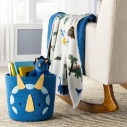 Coiled Rope Medium Round Storage Decorative Basket - Dinosaur - Cloud Island™