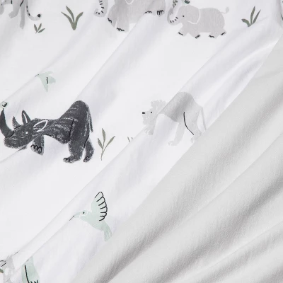 Fitted Jersey Crib Sheet 2pk - Cloud Island™ Two By Two Animals And Solid Gray 5 Fitted Jersey Crib Sheet 2pk - Cloud Island™ Two By Two Animals And Solid Gray - Image 3