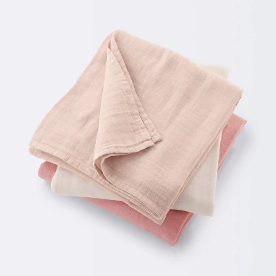 Muslin Swaddle Baby Blanket - Pink Solids - 3pk - Cloud Island™ 6 Muslin Swaddle Baby Blanket - Pink Solids - 3pk - Cloud Island™ - Image 4