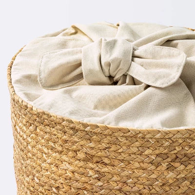 Braided Water Hyacinth Storage Basket With Fabric Tie Closure - XL - Cloud Island™ 4 Braided Water Hyacinth Storage Basket With Fabric Tie Closure - XL - Cloud Island™ - Image 2