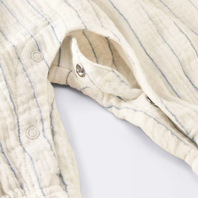 Baby Girls' Striped Gauze Long Legged Romper - Cloud Island™ Cream 5 Baby Girls' Striped Gauze Long Legged Romper - Cloud Island™ Cream - Image 3