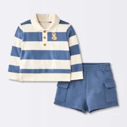 Baby Boys' 2pc Fox Striped Polo Shorts Set - Cloud Island™ Navy Blue -1st Step Store GUEST 34b42e23 a865 47f3 8aec 5e1a6f003b4a