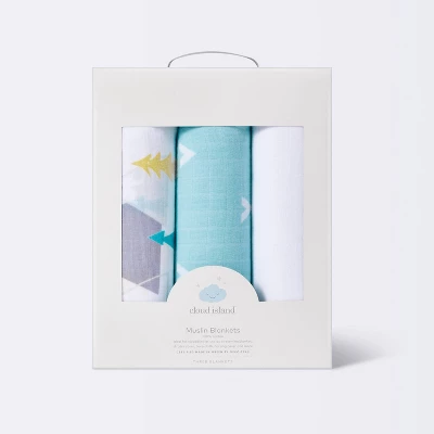 Muslin Swaddle Blankets Adventure Awaits 3pk - Cloud Island™ Light Blue 5 Muslin Swaddle Blankets Adventure Awaits 3pk - Cloud Island™ Light Blue - Image 3