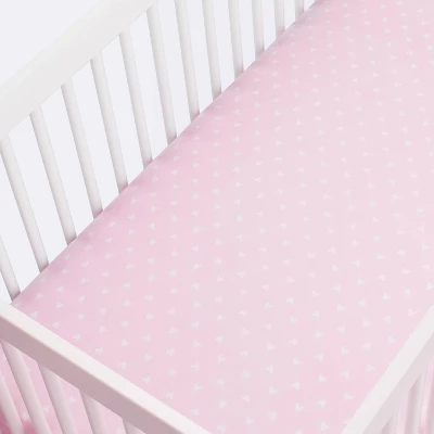 Fitted Crib Sheet Hearts - Cloud Island™ Pink 4 Fitted Crib Sheet Hearts - Cloud Island™ Pink - Image 2
