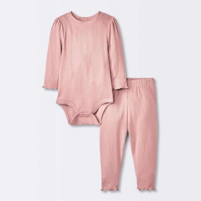 Baby Girls' 2pc Pointelle Set - Cloud Island™ Pink 6 Baby Girls' 2pc Pointelle Set - Cloud Island™ Pink - Image 4