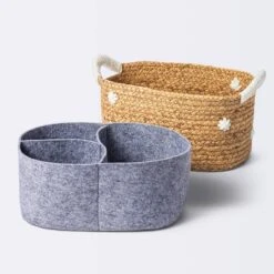 Braided Water Hyacinth With Tufted Embroidery Diaper Caddy Basket - Cloud Island™ -1st Step Store GUEST 4af8ac84 e21a 4e49 9482 b52190eda164