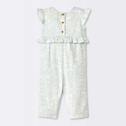 Baby Girls' Long Leg Floral Romper - Cloud Island™ Blue