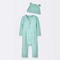 Baby Boys' Jacquard Checkered Romper & Hat - Cloud Island™ Blue -1st Step Store GUEST 5bd228ef f5d1 4b1a 8cd2 129200c07010