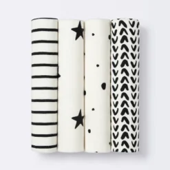 Flannel Baby Blanket - Cloud Island™ - Black/White - 4pk -1st Step Store GUEST 5c421cc6 de1e 4e0c a502 8fa0c3e5b3a0