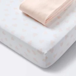 Jersey Fitted Crib Sheet - Pink Hearts And Solid Pink - 2pk - Cloud Island™ 9 Jersey Fitted Crib Sheet - Pink Hearts And Solid Pink - 2pk - Cloud Island™ -1st Step Store GUEST 5f307d03 734a 4ea2 9ca6 6230cb06c9e1