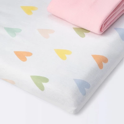Fitted Playard Jersey Sheet - Cloud Island™ Hearts/Pink 2pk 5 Fitted Playard Jersey Sheet - Cloud Island™ Hearts/Pink 2pk - Image 3