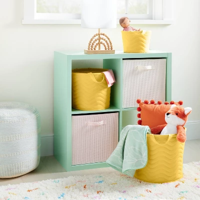 Quilted Fabric Medium Round Storage Basket - Yellow - Cloud Island™ 3 Quilted Fabric Medium Round Storage Basket - Yellow - Cloud Island™