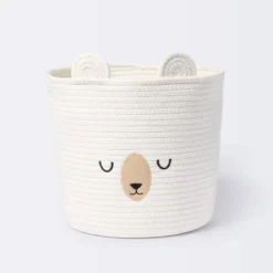 Medium Coiled Rope Round Basket Sleepy Bear - Cream - Cloud Island™ -1st Step Store GUEST 62be5e8c 74ee 4c31 ab9e 027a2e268774