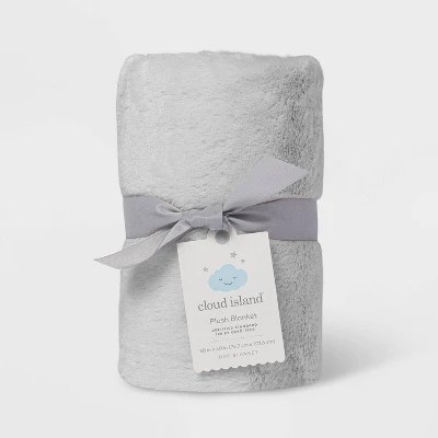 Solid Satin Edge Plush Blanket - Cloud Island™ Gray 3 Solid Satin Edge Plush Blanket - Cloud Island™ Gray