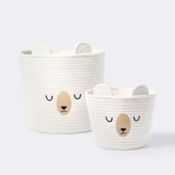 Medium Coiled Rope Round Basket Sleepy Bear - Cream - Cloud Island™ -1st Step Store GUEST 703c8dda 6b78 47a5 a7ee 058a610b984a