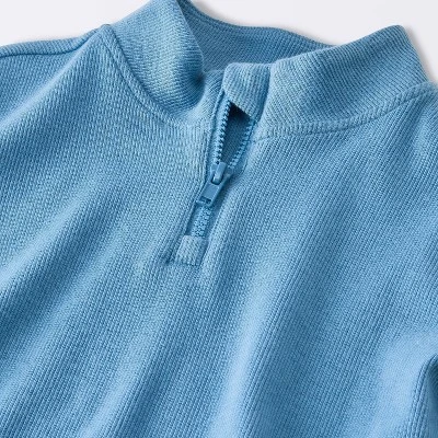 Baby Boys' 2pc Cozy Quarter Zip Top & Bottom Set - Cloud Island™ Blue 4 Baby Boys' 2pc Cozy Quarter Zip Top & Bottom Set - Cloud Island™ Blue - Image 2