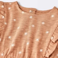 Baby Girls' Sun Stamps Printed Ruffle Romper - Cloud Island™ Tan -1st Step Store GUEST 75ef7dae c160 492b b281 f4e657c278b7