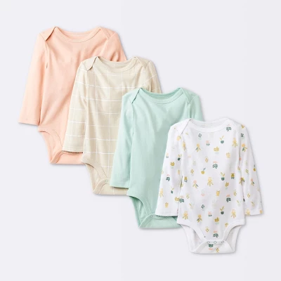 Baby Girls' 4pk Long Sleeve Bodysuit - Cloud Island™ Floral 7 Baby Girls' 4pk Long Sleeve Bodysuit - Cloud Island™ Floral - Image 5