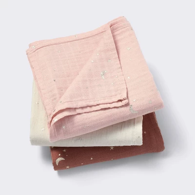 Muslin Swaddle Baby Blanket - Warm Metallic - 3pk - Cloud Island™ 6 Muslin Swaddle Baby Blanket - Warm Metallic - 3pk - Cloud Island™ - Image 4