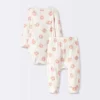 Baby 2pc Floral Wide Ribbed Top & Bottom Set - Cloud Island™ Cream -1st Step Store GUEST 80378152 06be 4618 ab21 8246c64c3493