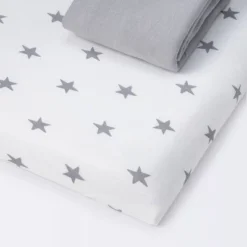Fitted Play Yard Jersey Sheet Scatter Star And Solid Gray - Cloud Island™ 2pk -1st Step Store GUEST 82e51338 6b1f 44d1 9a0b 8a87054cd162