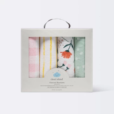 Flannel Baby Blanket - Cloud Island™ Garden Floral - 4pk 4 Flannel Baby Blanket - Cloud Island™ Garden Floral - 4pk - Image 2