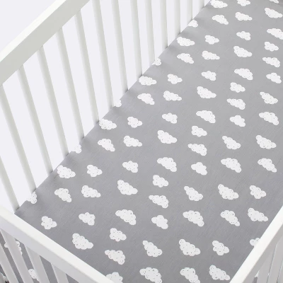 Crib Fitted Sheet Clouds - Cloud Island™ Gray 4 Crib Fitted Sheet Clouds - Cloud Island™ Gray - Image 2
