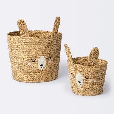 Braided Water Hyacinth Medium Round Storage Basket - Rabbit - Cloud Island™ 5 Braided Water Hyacinth Medium Round Storage Basket - Rabbit - Cloud Island™ - Image 3