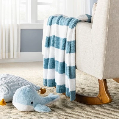 Chenille Stripe Baby Blanket - Blue And White Stripe - Cloud Island™ 3 Chenille Stripe Baby Blanket - Blue And White Stripe - Cloud Island™