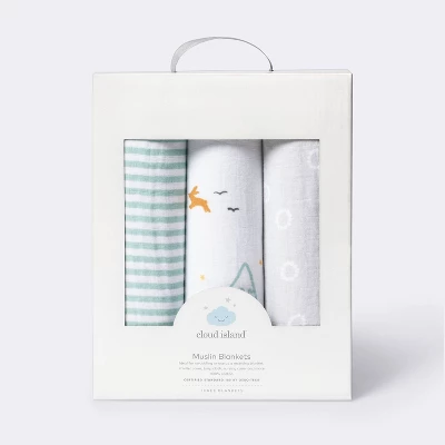 Muslin Swaddle Blankets Adventure - Cloud Island™ Blue 3pk 4 Muslin Swaddle Blankets Adventure - Cloud Island™ Blue 3pk - Image 2