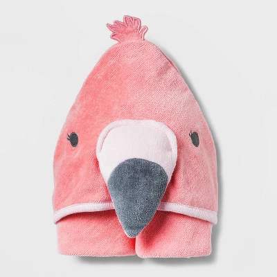Baby Girls' Flamingo Hooded Bath Towel - Cloud Island™ Coral 3 Baby Girls' Flamingo Hooded Bath Towel - Cloud Island™ Coral