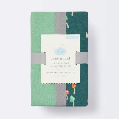 Fitted Jersey Play Yard Crib Sheet - Mushroom/Solid Green - 2pk - Cloud Island™ 5 Fitted Jersey Play Yard Crib Sheet - Mushroom/Solid Green - 2pk - Cloud Island™ - Image 3