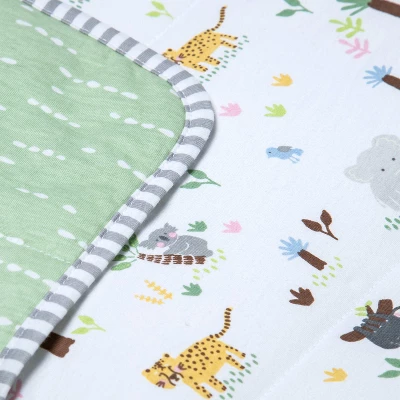 Jersey Knit Reversible Baby Blanket Jungle Animals - Cloud Island™ Gray/Green 5 Jersey Knit Reversible Baby Blanket Jungle Animals - Cloud Island™ Gray/Green - Image 3