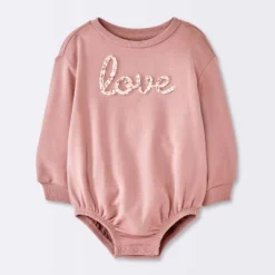 Baby Girls' Love Sweatshirt Romper - Cloud Island™ Pink -1st Step Store GUEST c162c7b4 7878 4241 9675 089373389640