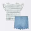 Baby Girls' 2pc Striped Pocket T-Shirt & Bike Shorts Set - Cloud Island™ Blue