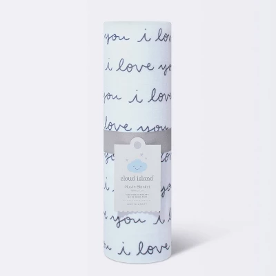 Muslin Swaddle Blanket I Love You - Cloud Island™ White 5 Muslin Swaddle Blanket I Love You - Cloud Island™ White - Image 3
