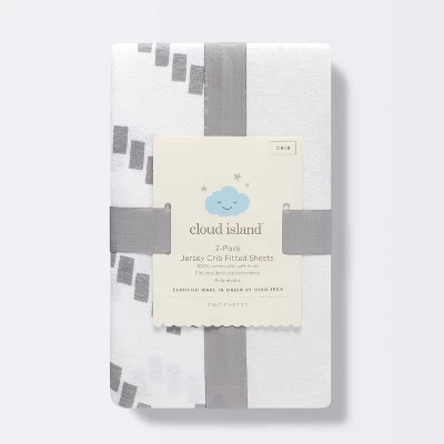 Fitted Jersey Crib Sheet - Cloud Island™ Gray Chevron And Solid White - 2pk 5 Fitted Jersey Crib Sheet - Cloud Island™ Gray Chevron And Solid White - 2pk - Image 3