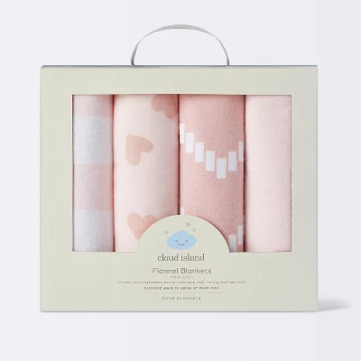 Flannel Baby Blanket - Pink Hearts And Chevron - Cloud Island™ 5 Flannel Baby Blanket - Pink Hearts And Chevron - Cloud Island™ - Image 3