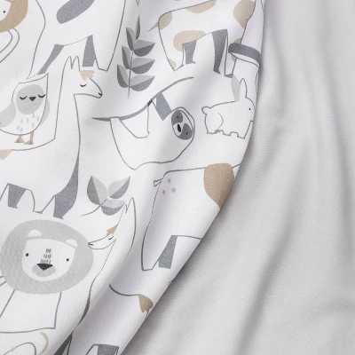 Crib Fitted Sheets Animals And Gray Solid - Cloud Island™ - 2pk 3 Crib Fitted Sheets Animals And Gray Solid - Cloud Island™ - 2pk