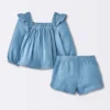 Baby Girls' 2pc Gauze Long Sleeve Top And Bloomer Set - Cloud Island™ Blue 1 Baby Girls' 2pc Gauze Long Sleeve Top And Bloomer Set - Cloud Island™ Blue -1st Step Store GUEST d3483a0c 7ff7 491f 8160 b31dcaa15c8b