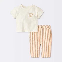 Baby Boys' 2pc Cuddle Bear T-Shirt And Striped Gauze Pant Set - Cloud Island™ Cream 9 Baby Boys' 2pc Cuddle Bear T-Shirt And Striped Gauze Pant Set - Cloud Island™ Cream -1st Step Store GUEST d721bf35 f272 403f 9861 6874d1adc3e0