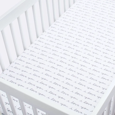 Fitted Crib Sheet I Love You - Cloud Island™ White/Gray 4 Fitted Crib Sheet I Love You - Cloud Island™ White/Gray - Image 2