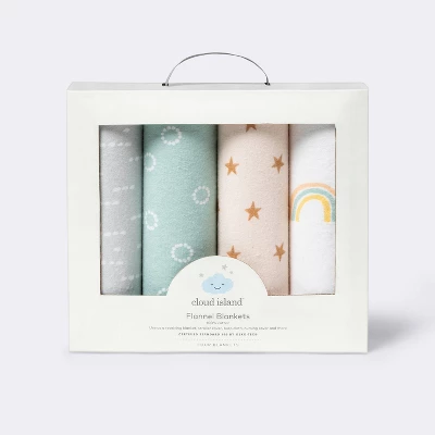 Flannel Baby Blankets Rainbow - Cloud Island™ 4pk 4 Flannel Baby Blankets Rainbow - Cloud Island™ 4pk - Image 2