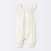 Baby Girls' Striped Gauze Long Legged Romper - Cloud Island™ Cream -1st Step Store GUEST e040293f 5f60 4a5d 8792 af2104626392
