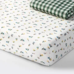 Fitted Jersey Crib Sheet -Floral Gingham Green - 2pk - Cloud Island™ -1st Step Store GUEST e18774a3 4c63 4dcb bea0 3cff5c2e686d