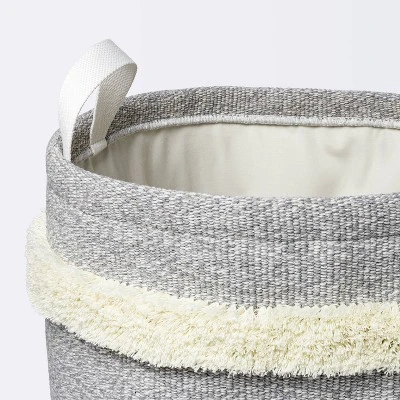 Tufted Canvas Round Storage Bin - Cloud Island™ Gray/Cream Large 4 Tufted Canvas Round Storage Bin - Cloud Island™ Gray/Cream Large - Image 2